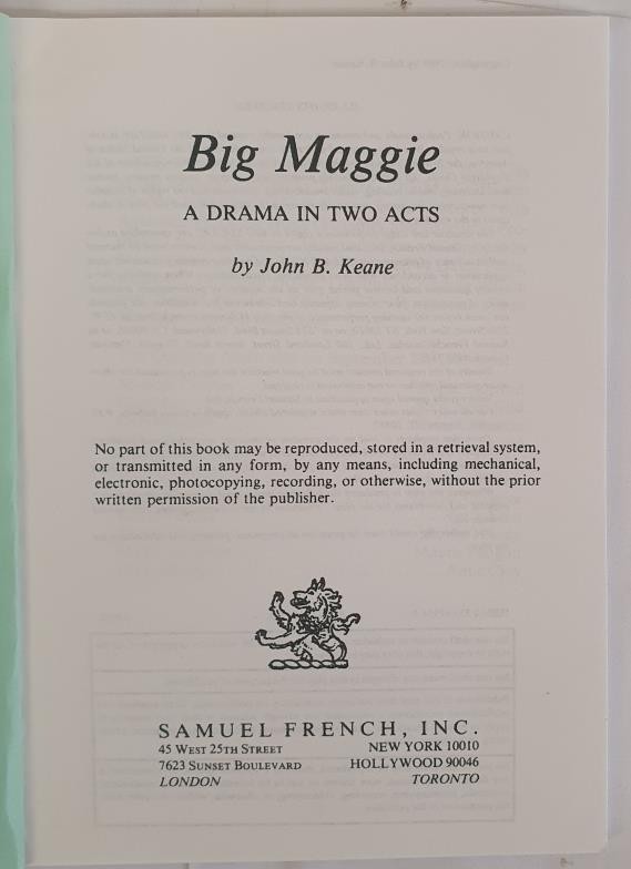 John B.Keane; Playscript for the American production of the play Big Maggie, containing the - Image 2 of 3