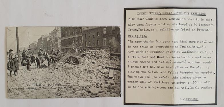 Rare 1916 contemporary post card "The wreck they made of Church Street -Dublin May -1916". Unusual