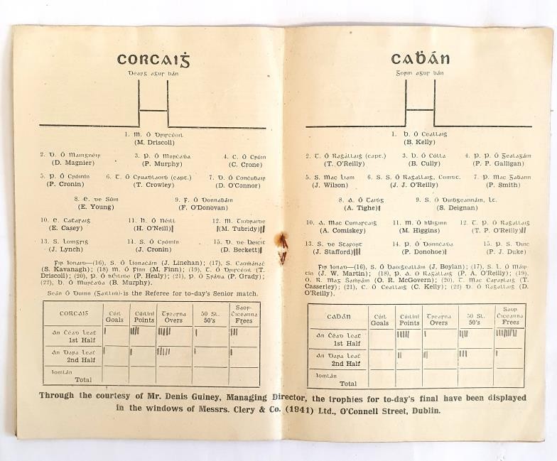 1945 All-Ireland Gaelic Football Programme. . Croke Park, Cork v. Cavan. Illustrated. Original - Image 2 of 2
