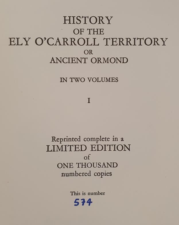 History of the Ely O Carroll Territory of Ancient Ormond. Gleeson, Rev John Published by Printed - Image 3 of 3