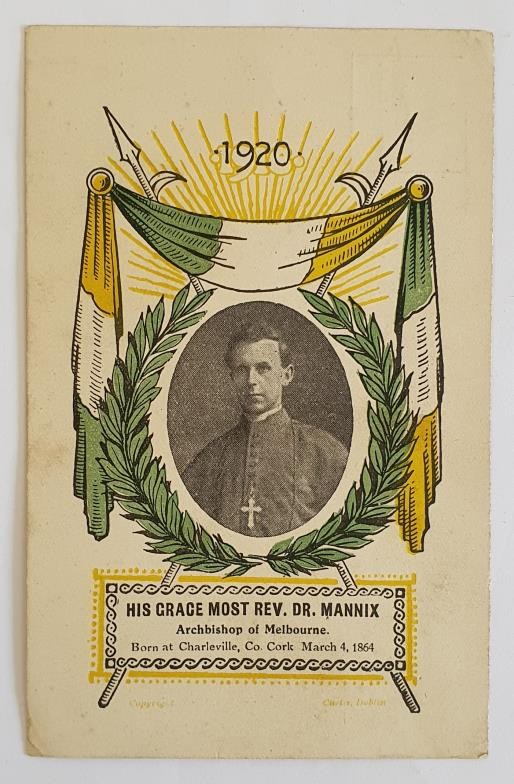 His Grace Most Rev. Dr. Mannix Picture 1920 Postcard - Archbishop of Melbourne, Born at Charleville,