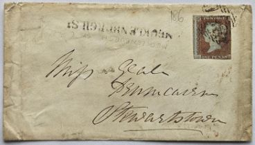 Co. Tyrone Postal History - 1848, cover, with 1d Penny Red to a Stewartstown address, double arc