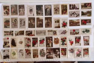 A Large Collection of c.90 Vintage Picture Postcards - Christmas, Birthdays etc. (90)
