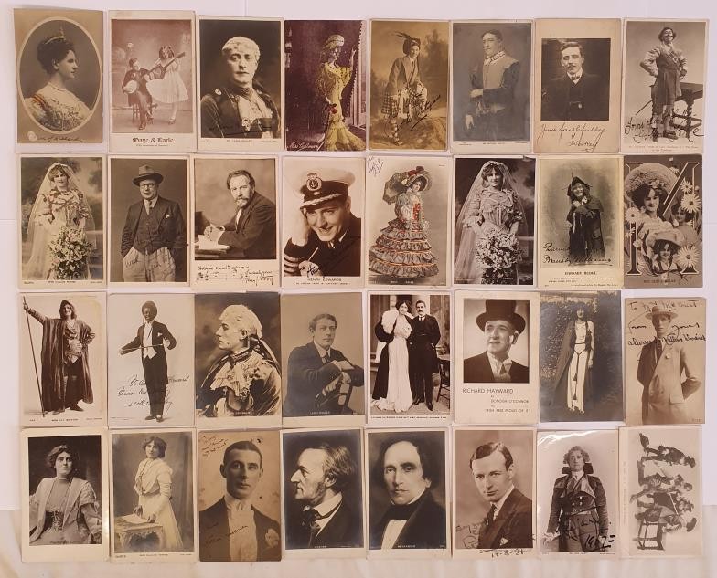 Collection of vintage cards of actors and actresses. many signed and dedicated. Mostly 1910-1920 but