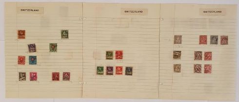 Early Stamps. Switzerland. Circa 52 stamps, hinged on 6 pages, 1862 on, with some notes in pencil on