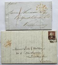 Letter Postmarked Belfast 1841 with wax seal; Letter Postmarked 1845 with a penny red, EL stamped on