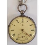 A Victorian Silver Cased Pocket Watch in running order, Hallmarked London, for c.1890 with a