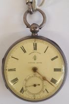 A Victorian Silver Cased Pocket Watch in running order, Hallmarked London, for c.1890 with a