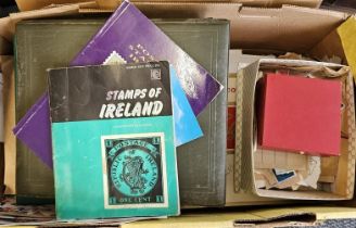 Large Box of Mixed Irish and World Postage Stamps - loose, albums etc.