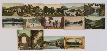 Postcards - Dublin, a collection which includes Muckross House, Colleen Bawn Rock, The Choir,