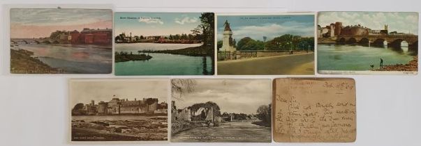 Limerick Interest. River Shannon at Parteen, Limerick. Circa 1910; Thomond Bridge and King John’s