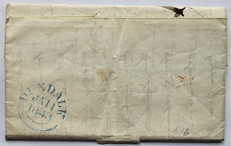 Tipperary/Offaly: Letter date stamped double arc Dundalk 1843 to Rev James Marshall possibly the - Image 2 of 3