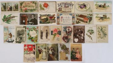 A Collection of Vintage Christmas Postcards (12); Valentine's Cards (9); and 4 others (25)