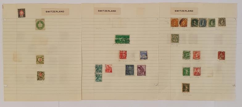 Early Stamps. Switzerland. Circa 52 stamps, hinged on 6 pages, 1862 on, with some notes in pencil on - Image 2 of 2