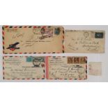 US airmail to Ireland. 4 letters plus small paper cutting ‘released by censor’. 1939-1940 period.