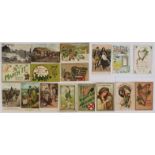 A Collection of Vintage St. Patrick's Day and Greeting Cards from Ireland c.14 plus "View on River
