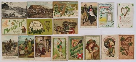 A Collection of Vintage St. Patrick's Day and Greeting Cards from Ireland c.14 plus "View on River