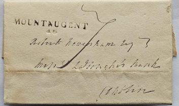 Cavan Postal History - 1820 to Dublin from ?????, near BallyJamesDuff with "MOUNTNUGENT 46" stamp