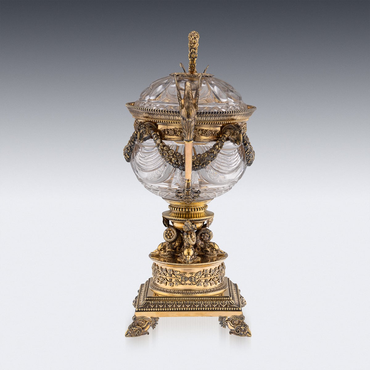 ANTIQUE 19thC FRENCH SILVER GILT & CUT GLASS BOWL ON STAND, PARIS c.1820 - Image 6 of 38