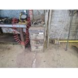 Metal cabinet with bearing pullers & contents of bench