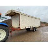 Curtain side veg trailer, 8m, twin axle, steel base 14 pallet