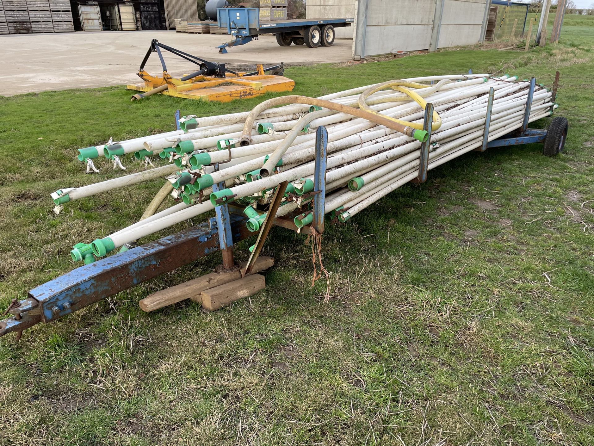 Qty 60mm irrigation plastic pipes on single axle trailer - Image 2 of 2