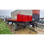 33ft dual axle York flat deck trailer, including towing dolly with hydraulic brakes