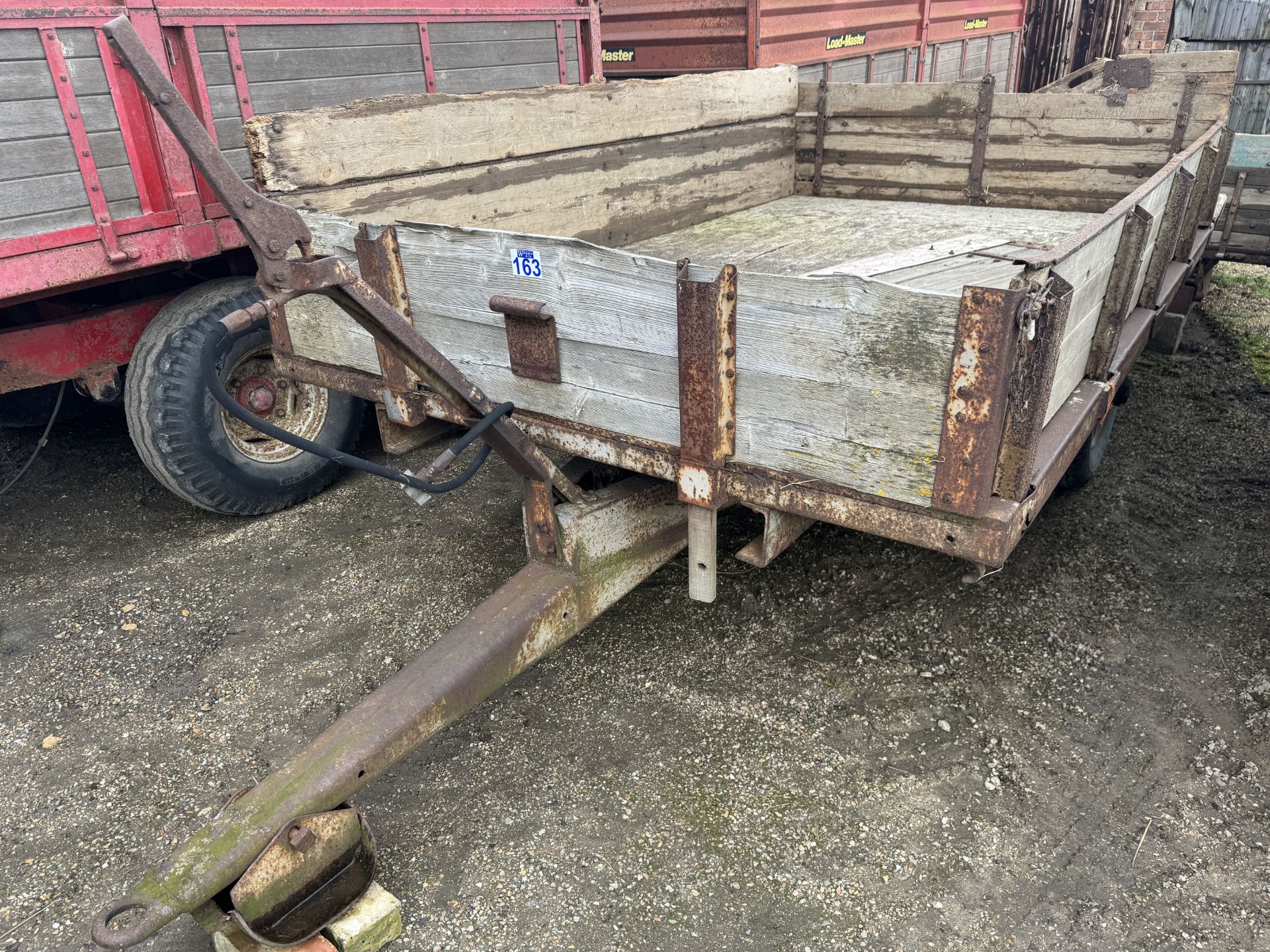 Ferguson single axle 2 ton tip trailer circa 1950 with drawbar shoe skid plate