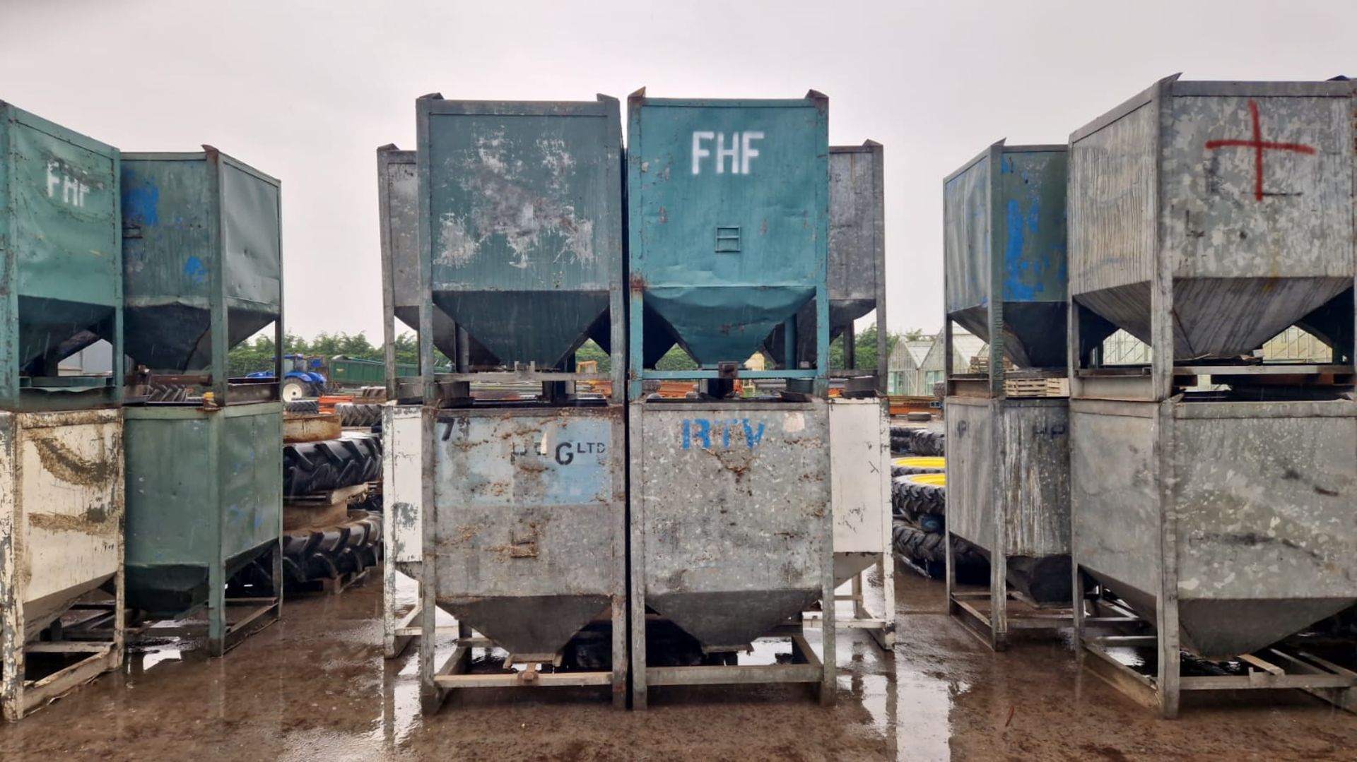 10 x galvanised pea bins