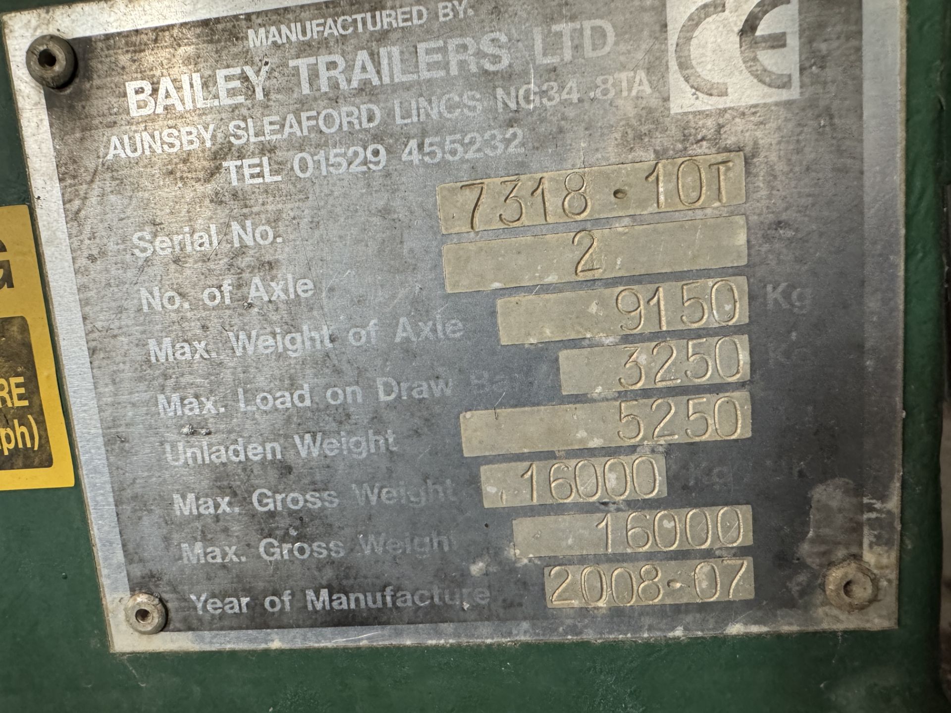 (08) Bailey 10T high tip trailer, monocoque body, sprung axles, flotation tyres, hydraulic rear - Image 4 of 5