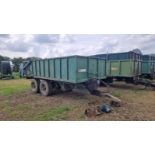 (80) Larrington 14T (H2 1) Monocoque tipping trailer dual axle trailer, super singles, hydraulic