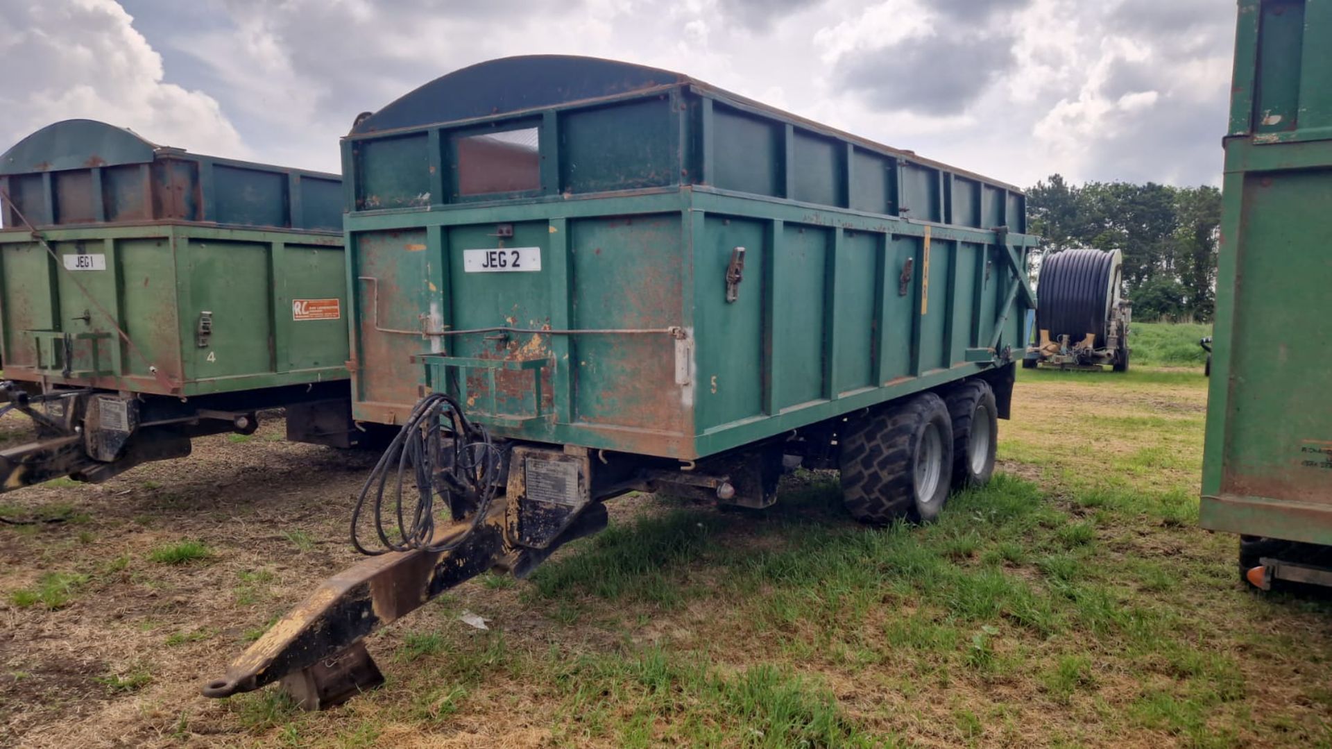 (85) Larrington 14T (JEG 2) Rootcrop trailer with extension sides, roll over sheet, sprung