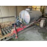 Stainless steel sprayer tank on single axle trailer with PTO pump