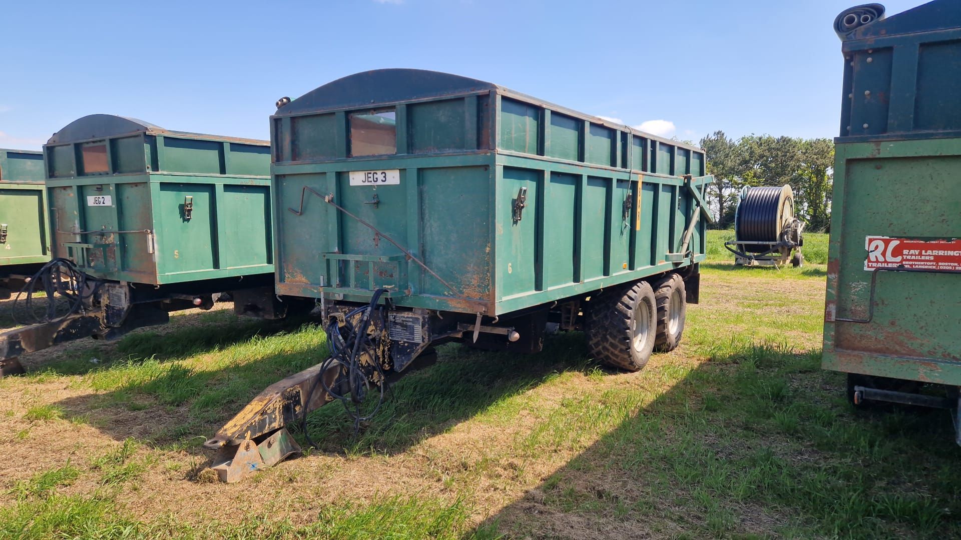 (85) Larrington 14T (3) Rootcrop trailer with extension sides, sprung drawbar, sprung axles with