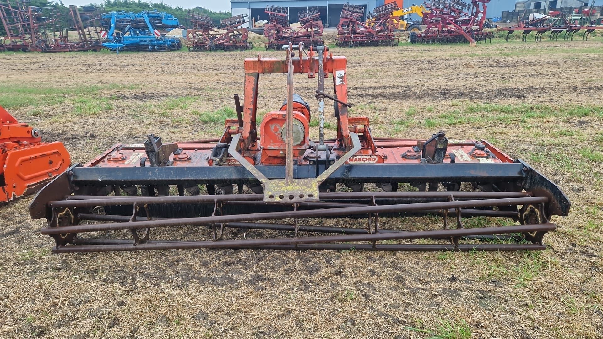 Maschio 3m power harrow, levelling board, crumbler roller, rear tow frame, manual in office