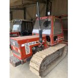 Fiat 80-65 steel tracked crawler, 350mm wide tracks, no linkage arms, swinging drawbar, front weight