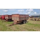 Pettit 7T dual axle tip cart, hydraulic brakes, extension sides, drop down sides