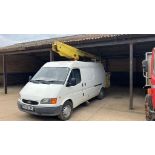 (97) Ford Transit van Reg R933 GPU, No MOT, with Eurotel 36NF Versalift cherry picker, log book in