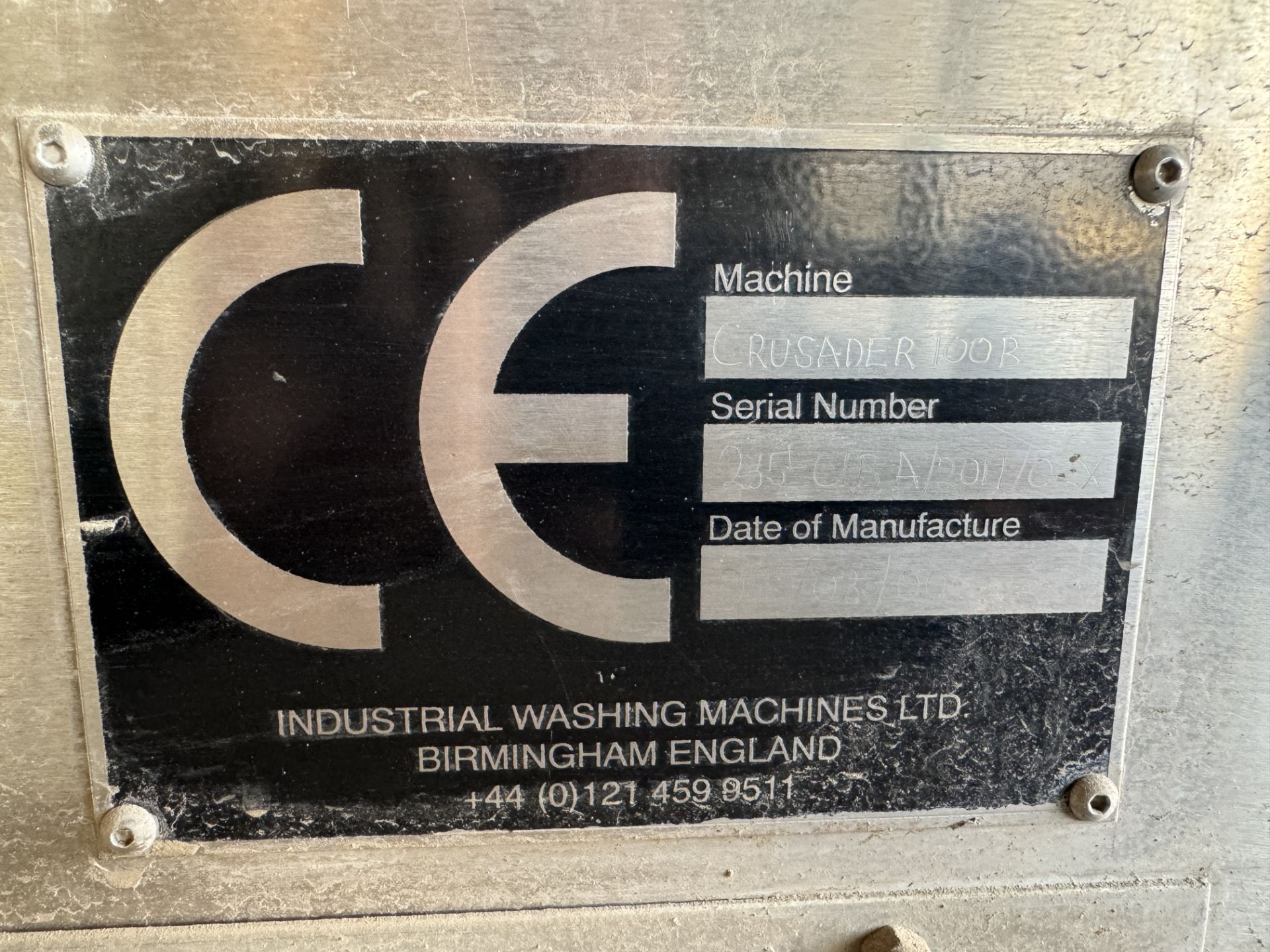 (00) W M Crusader 3 phase stainless tray washing machine, No 100B, failed PAT test - Image 2 of 2