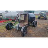 4 wheel trailer with cylindrical tank, hand pump