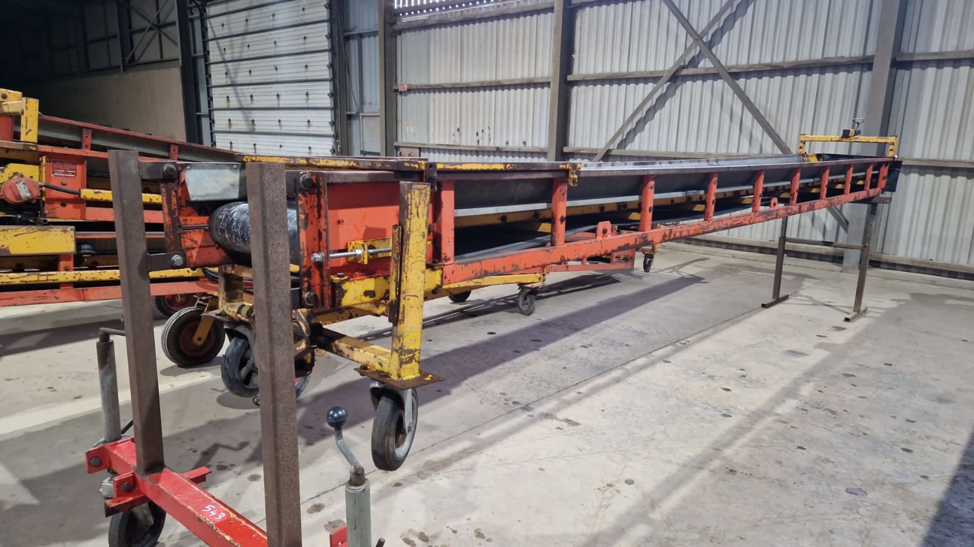 Peal flat belt interstore conveyor 5.8m x 600mm belt, 3 phase, failed PAT test