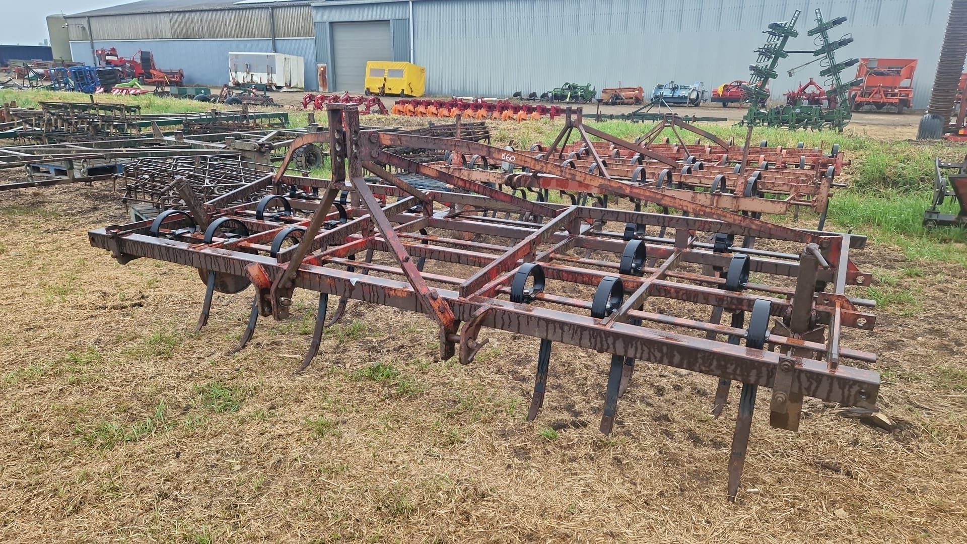 3.3m spring tine cultivator with metal depth wheels