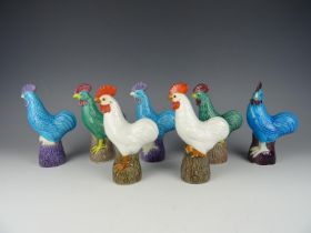 Seven roosters