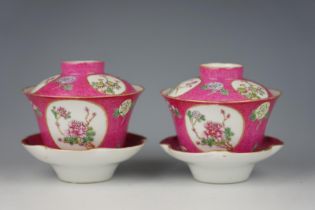 A pair of ruby cups/saucers