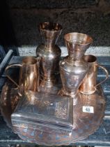 4 PIECES OF COPPER CAIRO WARE & 2 OTHER COPPER JUGS