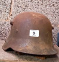 WWI IMPERIAL GERMAN M6 STEEL HELMET MARKED ET 64