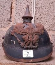 IMPERIAL GERMAN WWI GRAND DUCY OF BADEN M1915 EM/NCO PICKLEHAUBE HELMET WITH METAL PLATE FOR