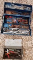 BLUE CANTILEVER METAL TOOL BOX WITH CONTENTS & 1 OTHER TOOL BOX WITH CONTENTS