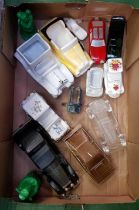 CARTON WITH MISC CHINA & GLASS CARS INCL; VINTAGE 1931 ROLLS ROYCE,