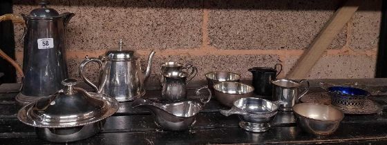 SHELF OF MISC PLATEDWARE